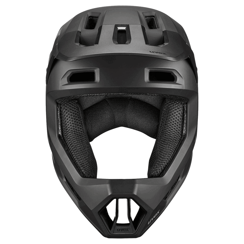 Enduro mit Belüftungslöchern und gepolstertem Innenfutter für Hartschalenschutz, dargestellt vor einem dunklen Hintergrund.