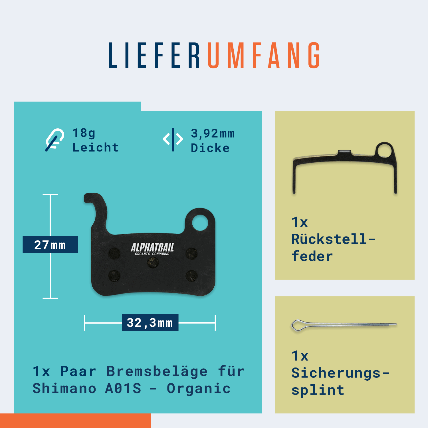 Alphatrail Bremsbeläge Hugo - Shimano A01S
